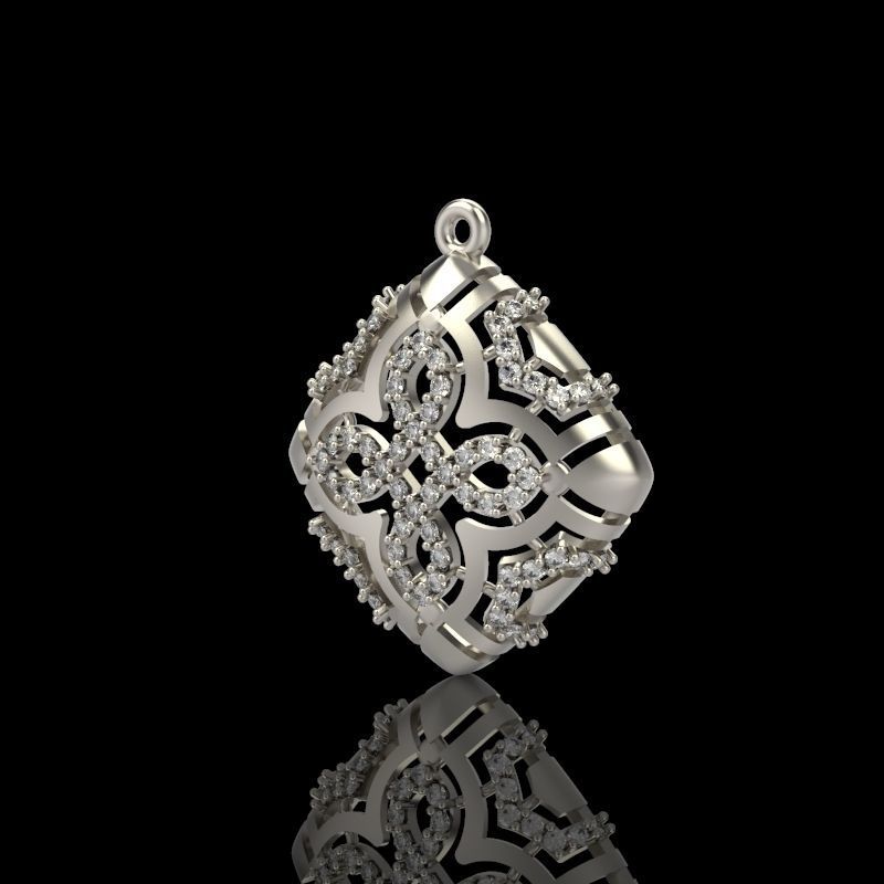 Women Pendant with diamond cross 3dm stl 3D print model 3D print model_1