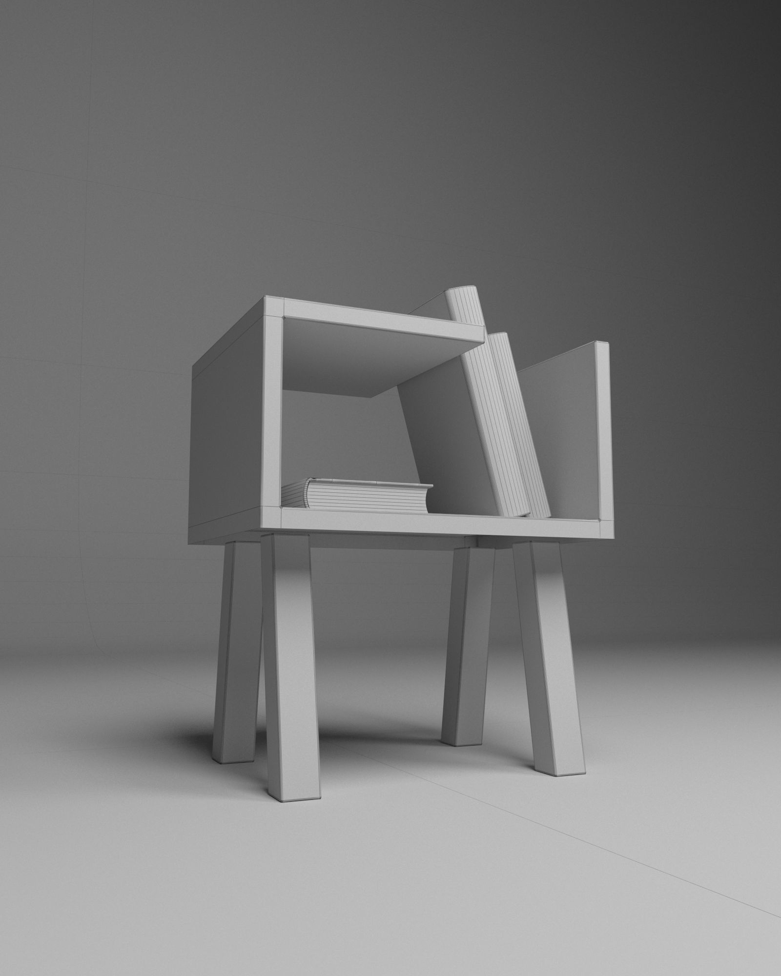 Minimal Coffee Table with Books Free 3D model_9