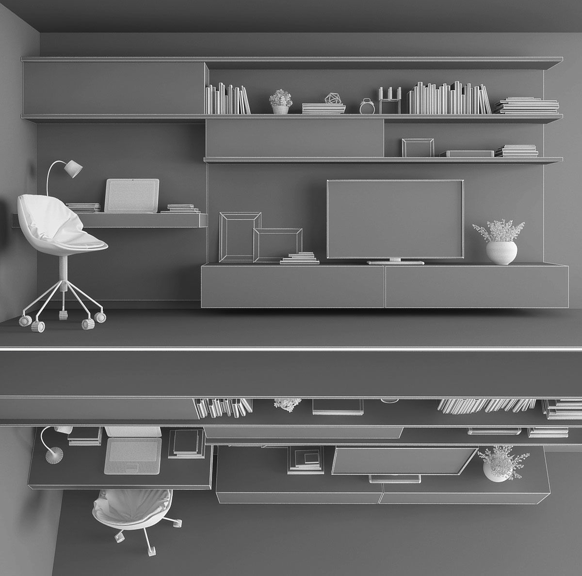 Tv stand Low-poly 3D model_2