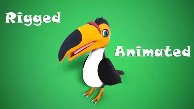 cartoon toucan Low-poly 3D model