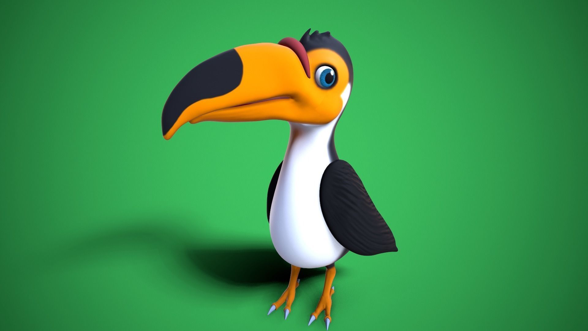 cartoon toucan Low-poly 3D model_1