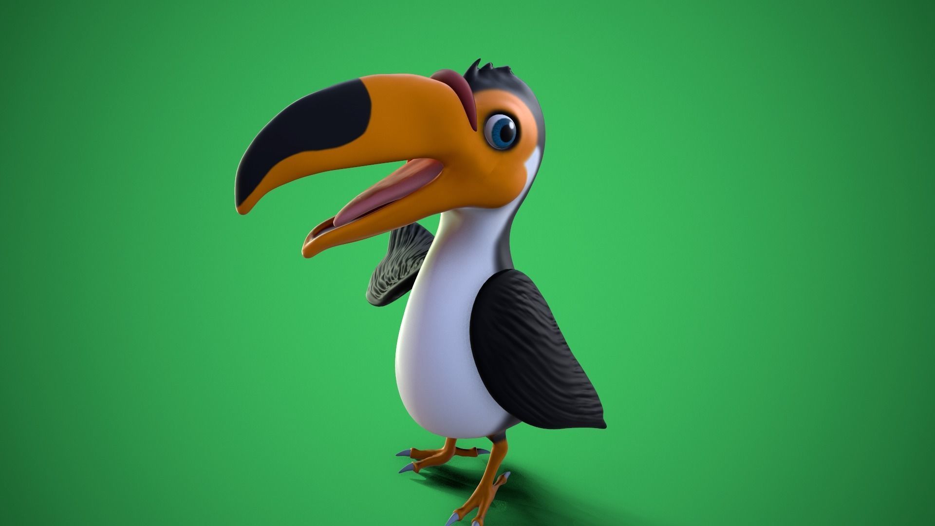 cartoon toucan Low-poly 3D model_6