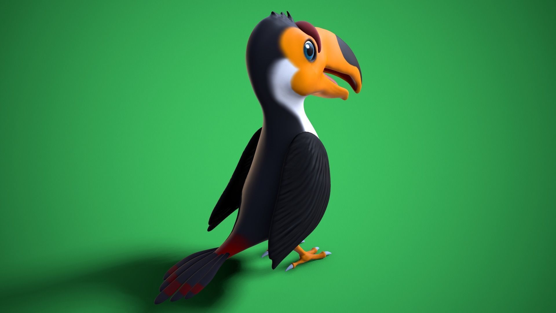 cartoon toucan Low-poly 3D model_5