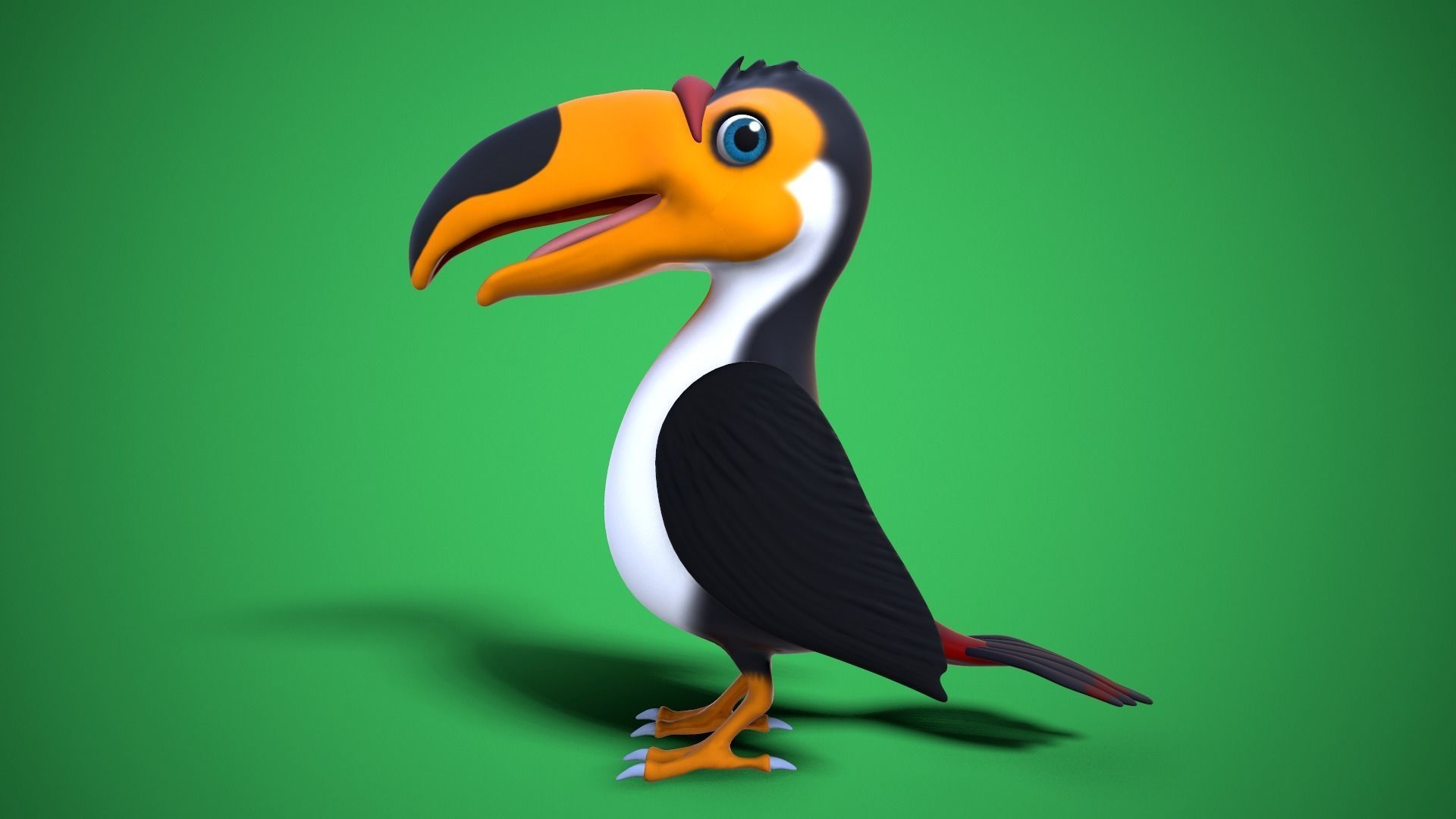 cartoon toucan Low-poly 3D model_2