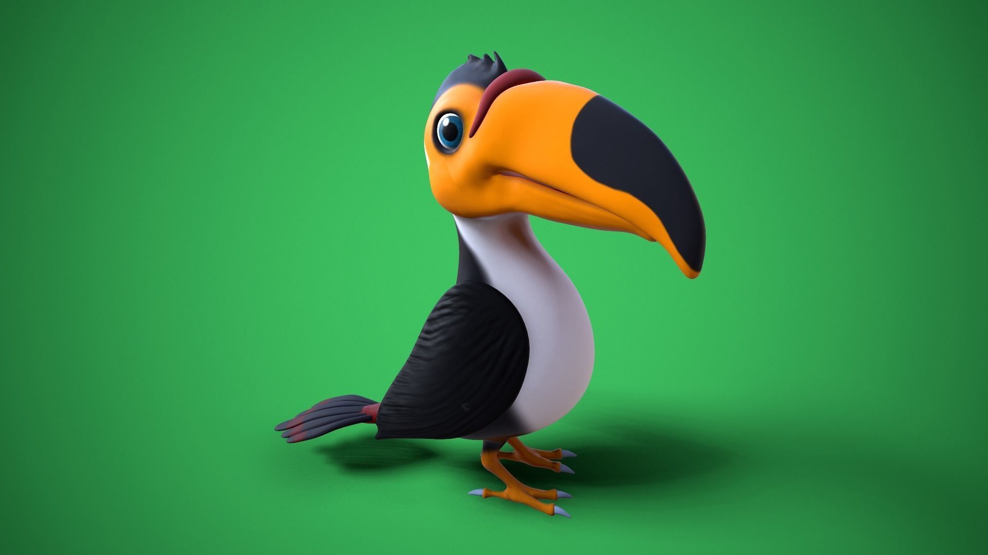 cartoon toucan Low-poly 3D model_3