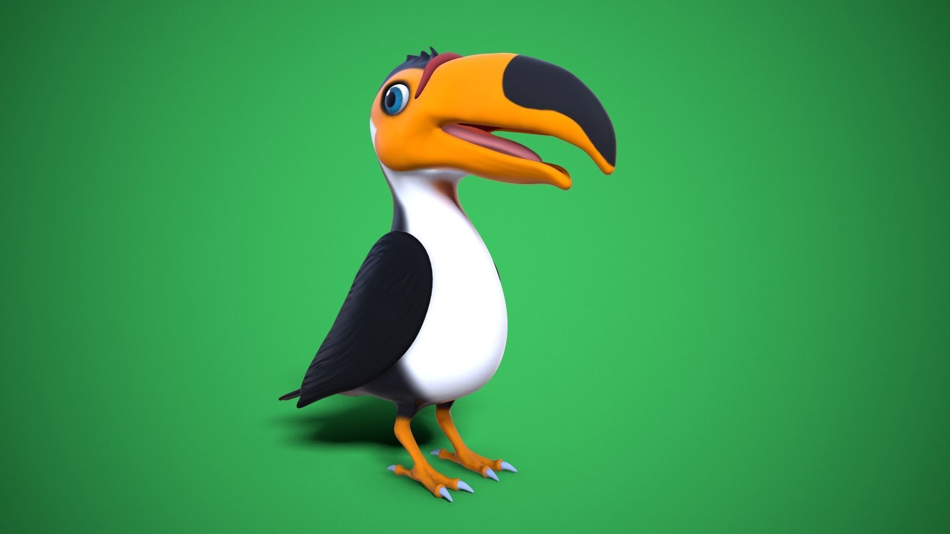 cartoon toucan Low-poly 3D model_4