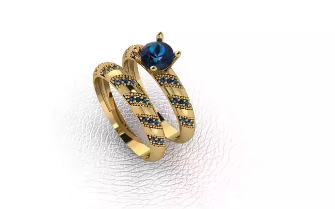 karabulut gold wedding ring set with sapphires