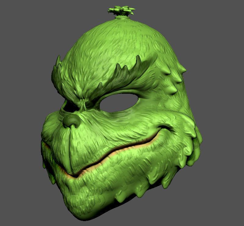 The Grinch Mask Christmas Costume Halloween Cosplay STL File 3D print model_2