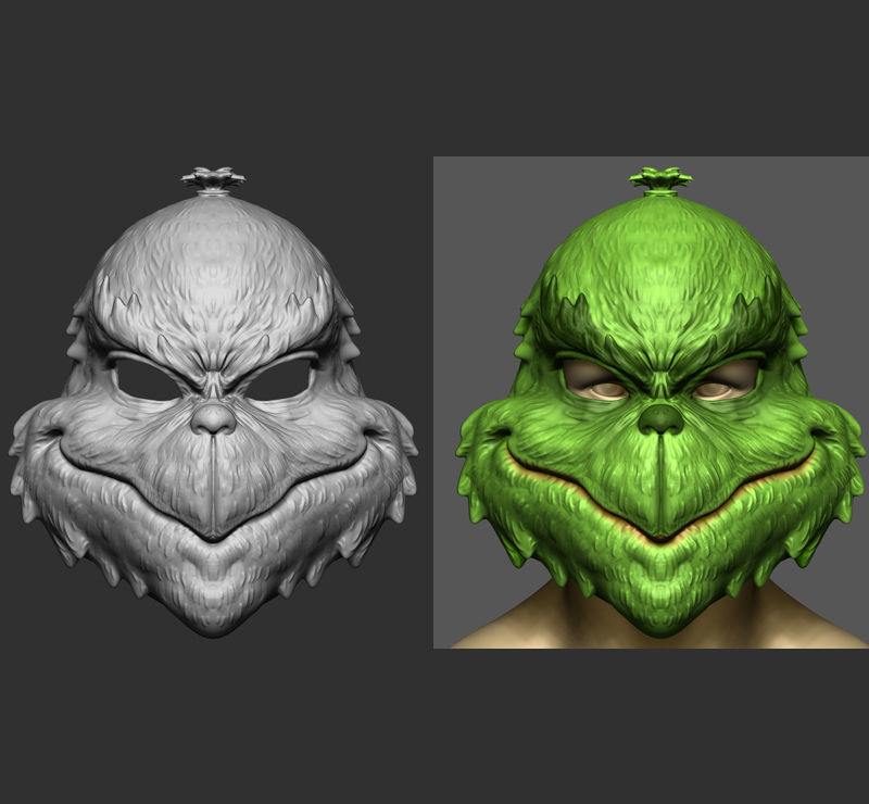 The Grinch Mask Christmas Costume Halloween Cosplay STL File 3D print model_6
