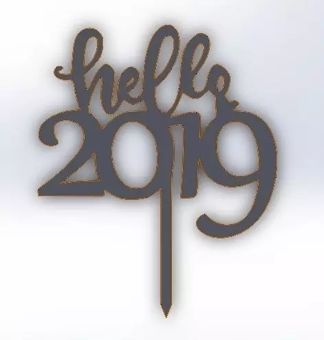 Cake topper Hello 2019 3D print model_0