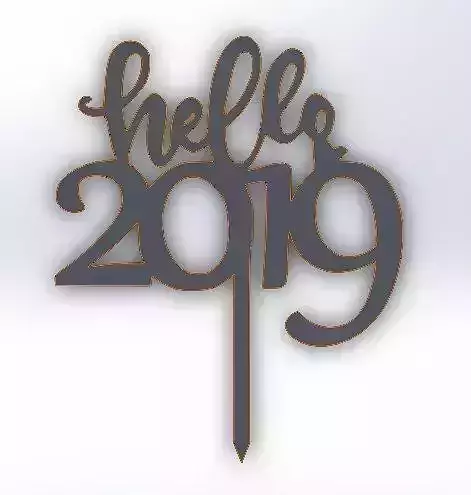 Cake topper Hello 2019 3D print model
