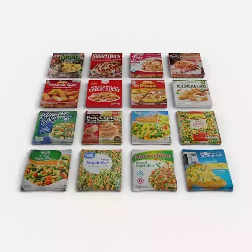 Frozen food refrigerated or cold groceries Pizza Vegetables  Low-poly 3D model