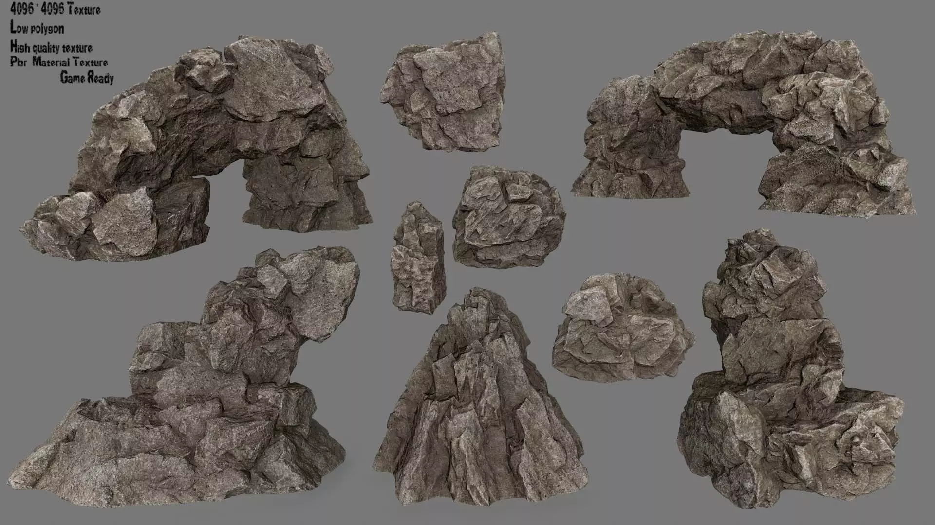 desert rock Low-poly 3D model_0