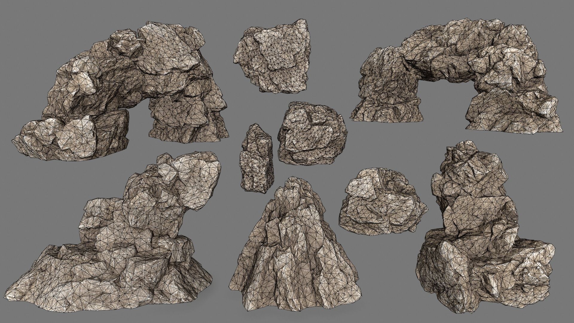 desert rock Low-poly 3D model_10