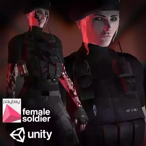 Female Soldier Low-poly 3D model