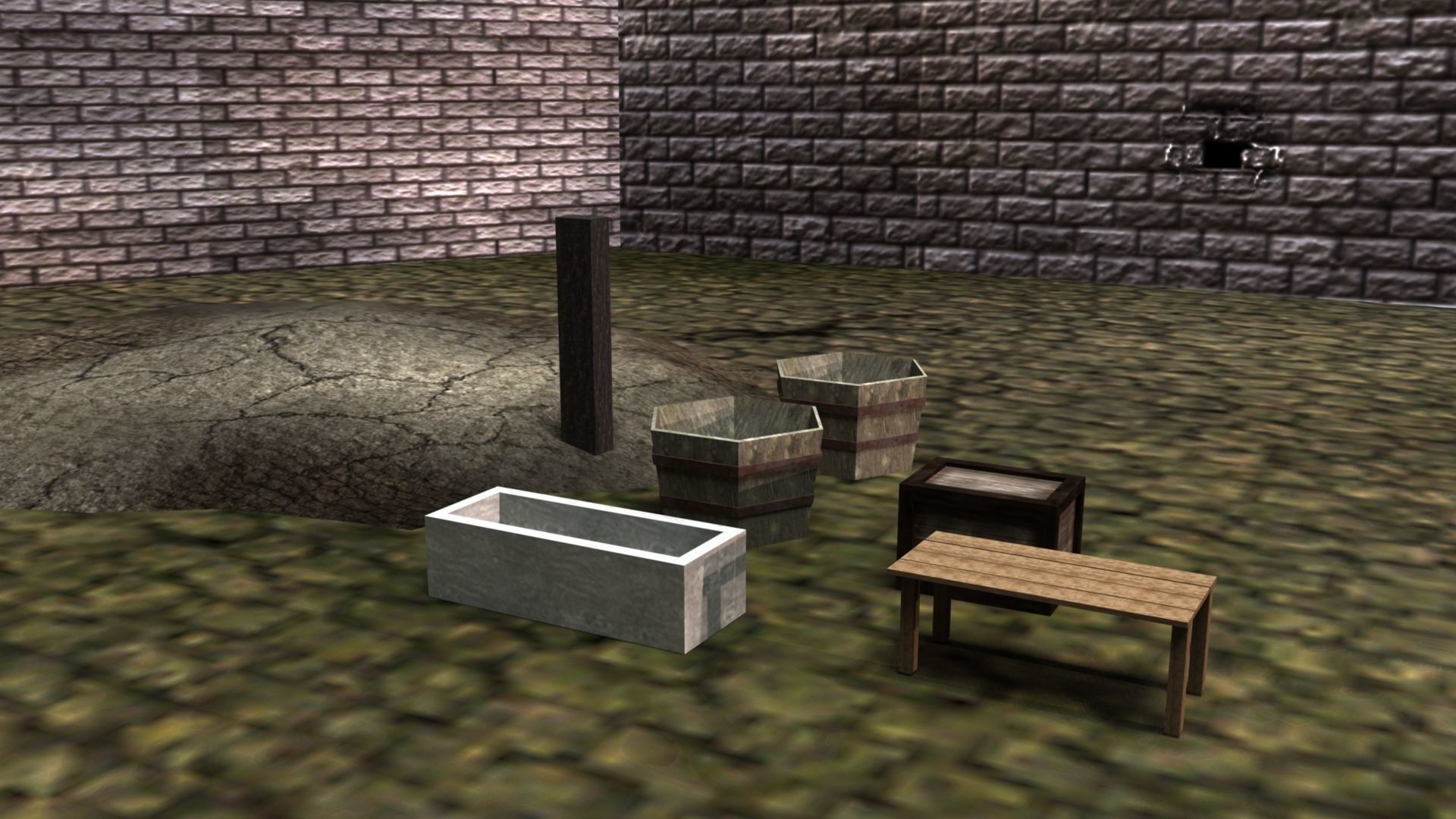 Castle cannons in courtyard of medieval 3D model_13