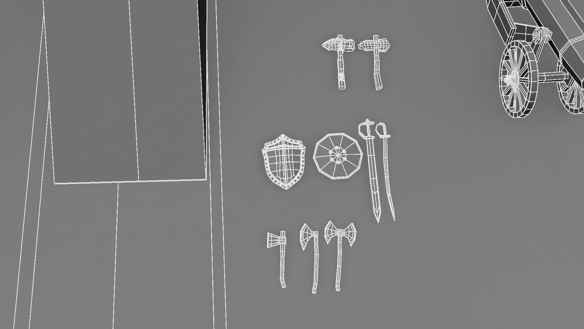 Castle cannons in courtyard of medieval 3D model_20