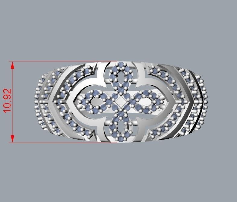 Women Diamond ring design cross 3dm stl 3D print model 3D print model_28
