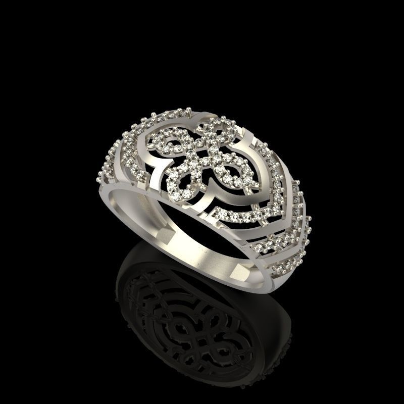 Women Diamond ring design cross 3dm stl 3D print model 3D print model_15