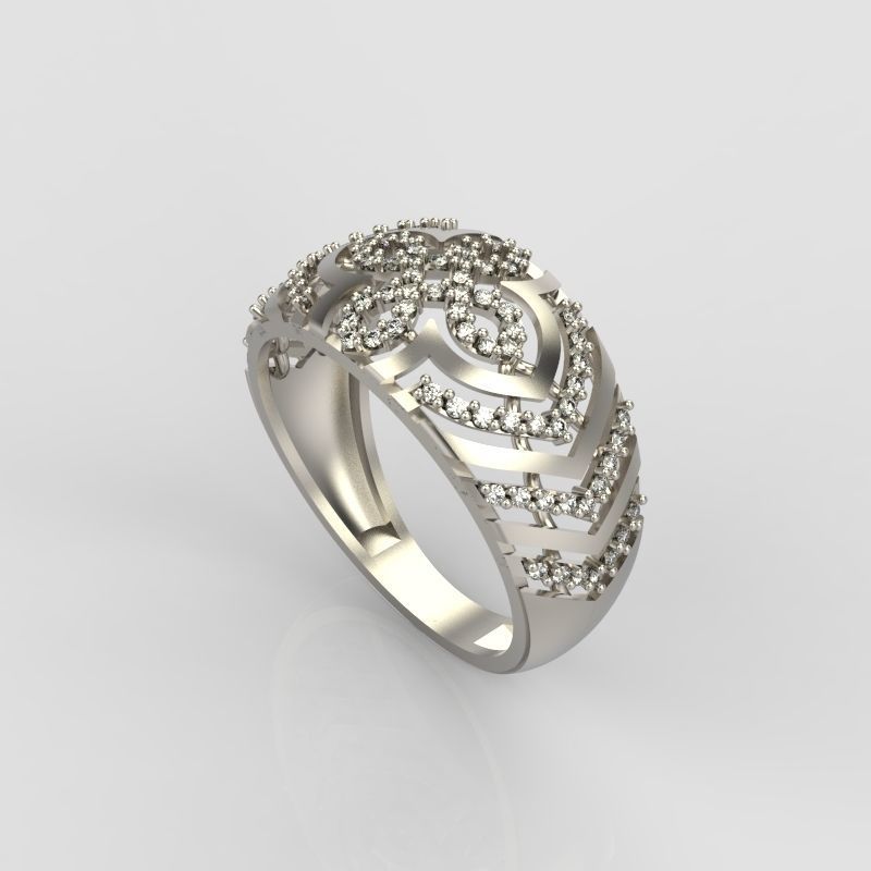 Women Diamond ring design cross 3dm stl 3D print model 3D print model_16
