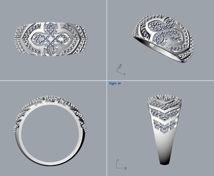 Women Diamond ring design cross 3dm stl 3D print model 3D print model_26