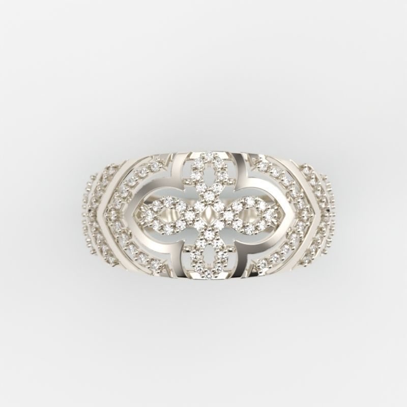 Women Diamond ring design cross 3dm stl 3D print model 3D print model_2