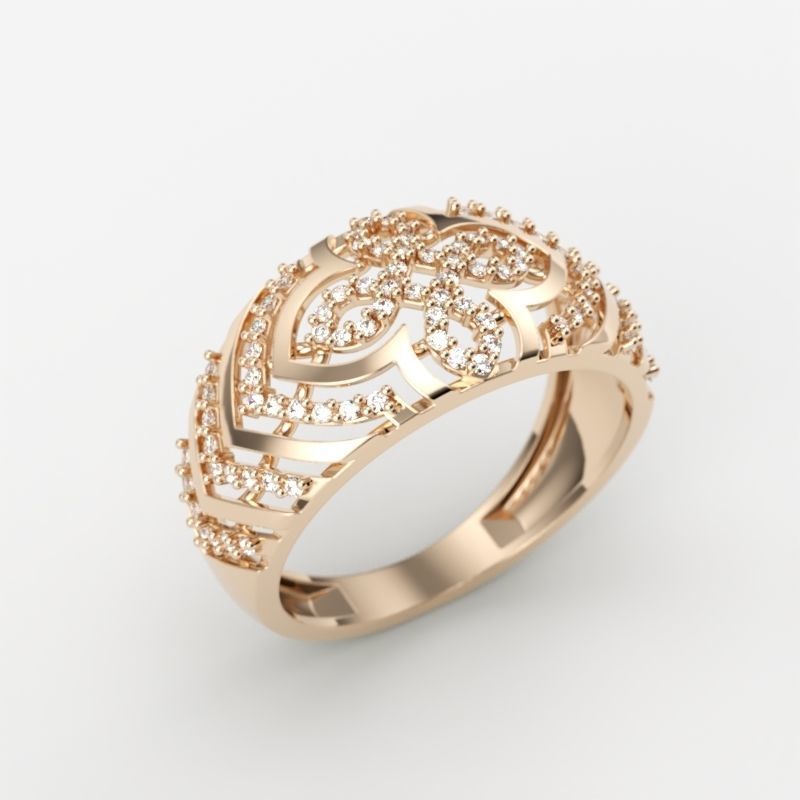 Women Diamond ring design cross 3dm stl 3D print model 3D print model_6