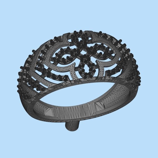 Women Diamond ring design cross 3dm stl 3D print model 3D print model_33