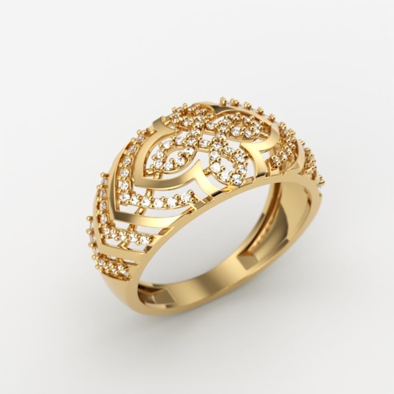 Women Diamond ring design cross 3dm stl 3D print model 3D print model_7