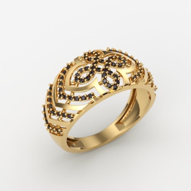 Women Diamond ring design cross 3dm stl 3D print model 3D print model_8