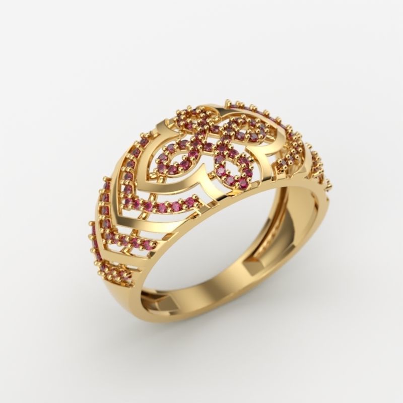 Women Diamond ring design cross 3dm stl 3D print model 3D print model_10