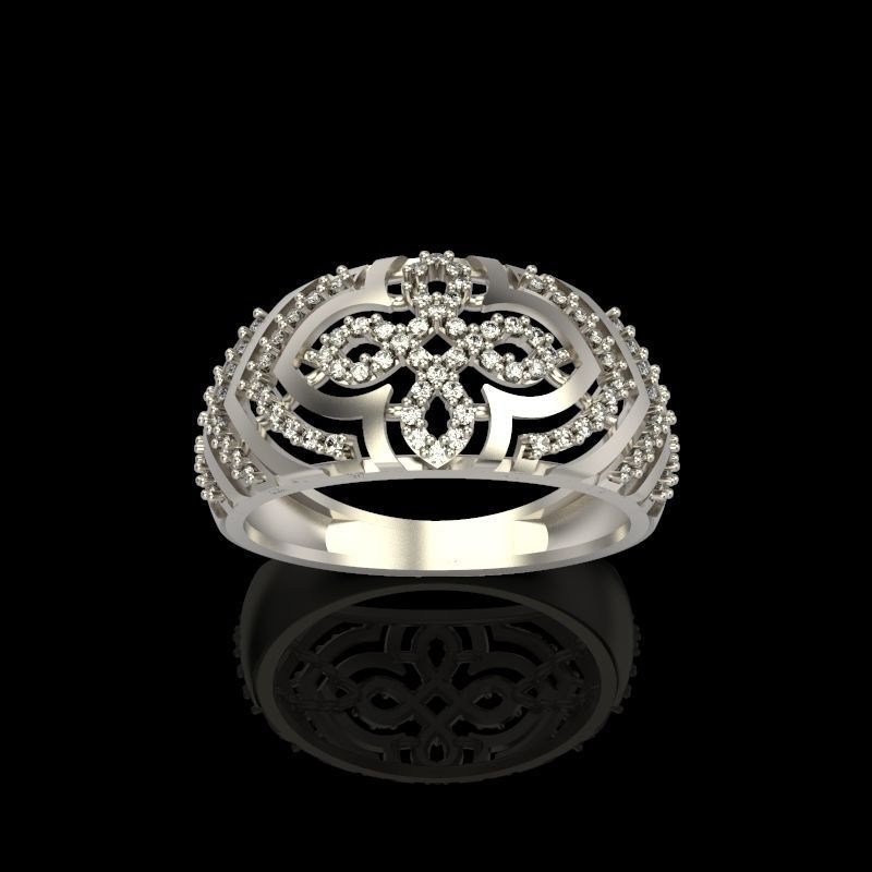Women Diamond ring design cross 3dm stl 3D print model 3D print model_13