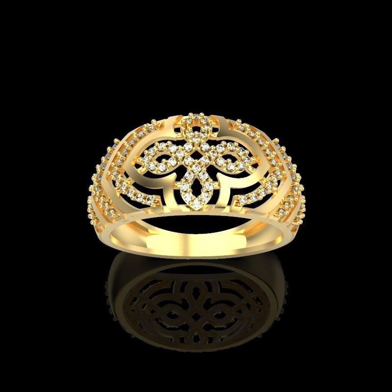 Women Diamond ring design cross 3dm stl 3D print model 3D print model_17