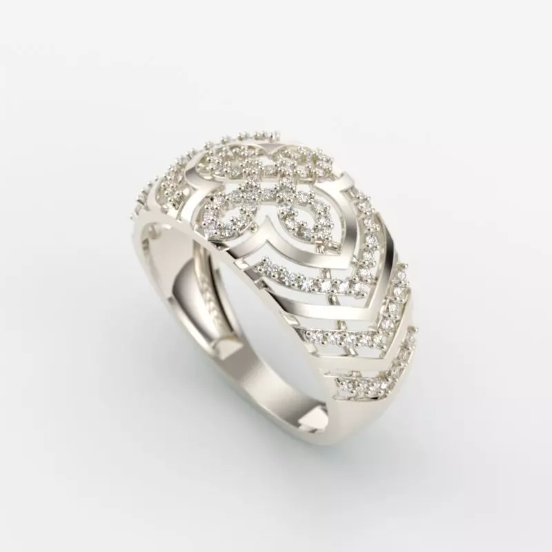 Women Diamond ring design cross 3dm stl 3D print model 3D print model_0