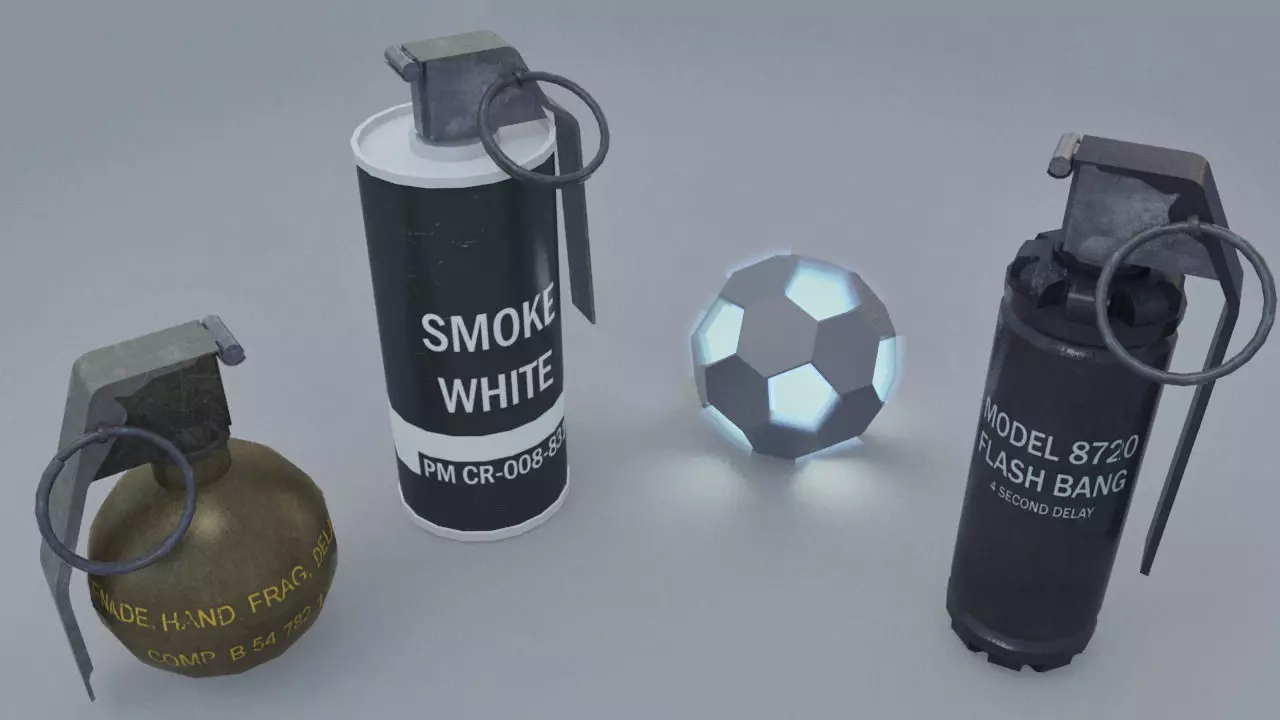 Realistic Grenades Pack Low-poly 3D model_0
