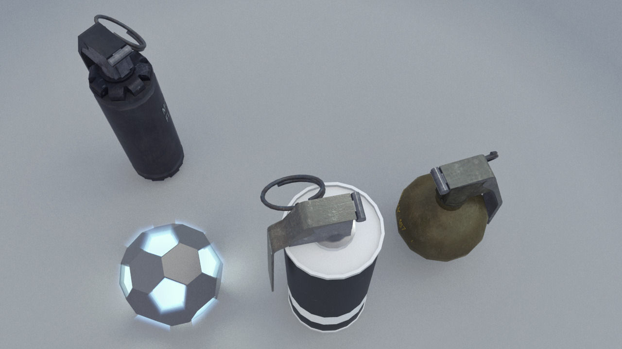 Realistic Grenades Pack Low-poly 3D model_6