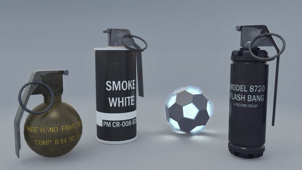 Realistic Grenades Pack Low-poly 3D model_5