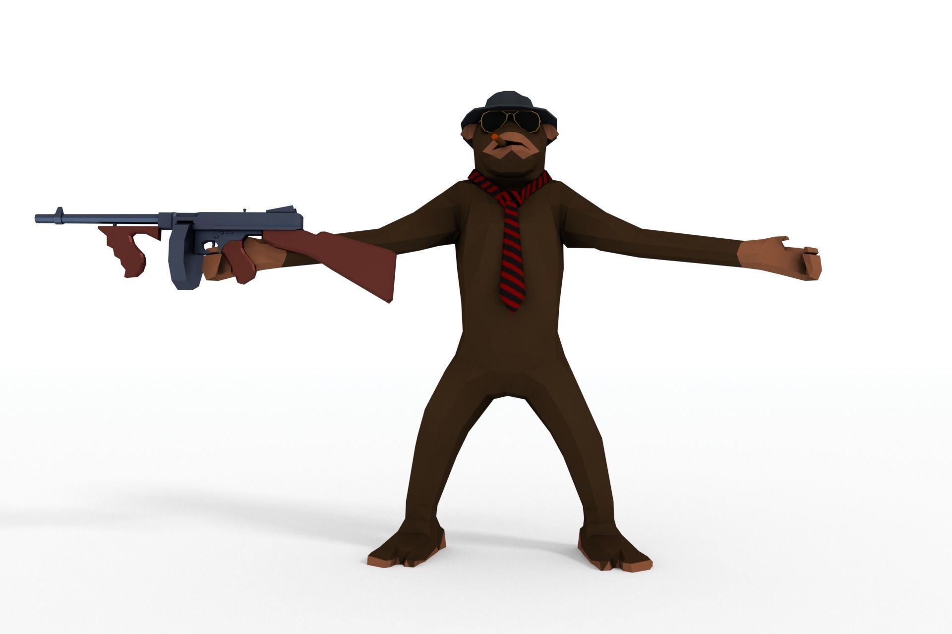 Monkey Gangster Low-poly 3D model_11
