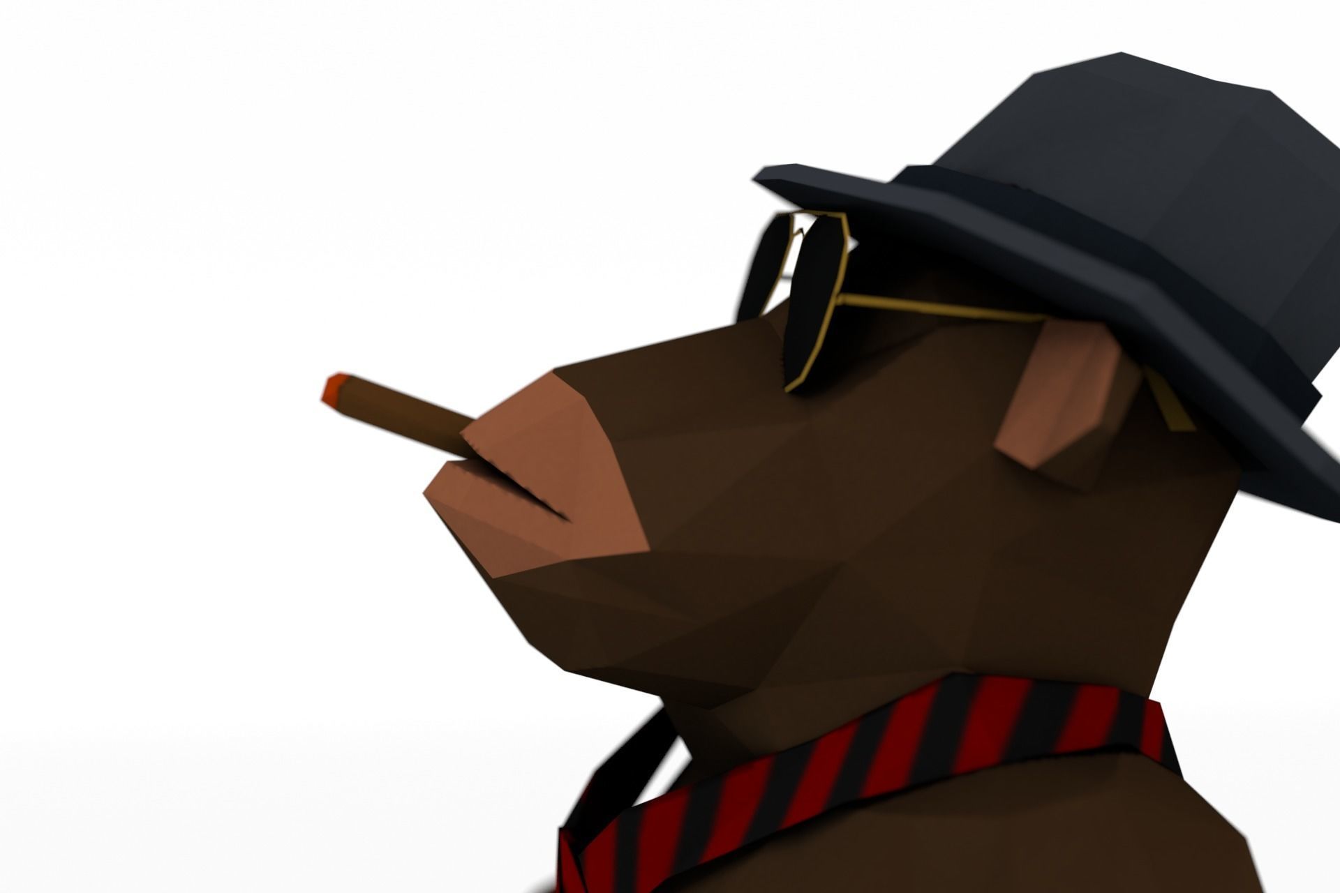 Monkey Gangster Low-poly 3D model_8