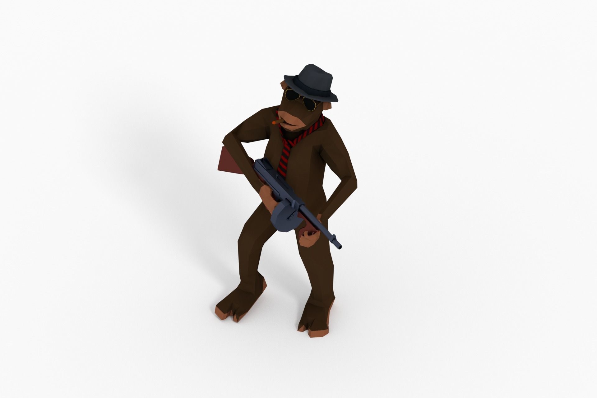 Monkey Gangster Low-poly 3D model_2