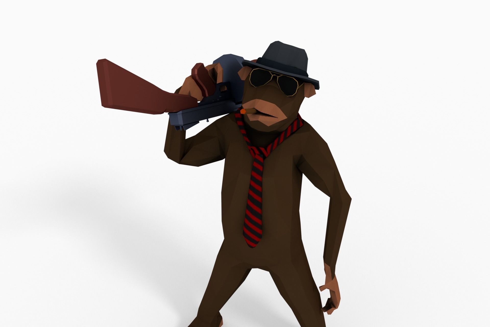 Monkey Gangster Low-poly 3D model_5
