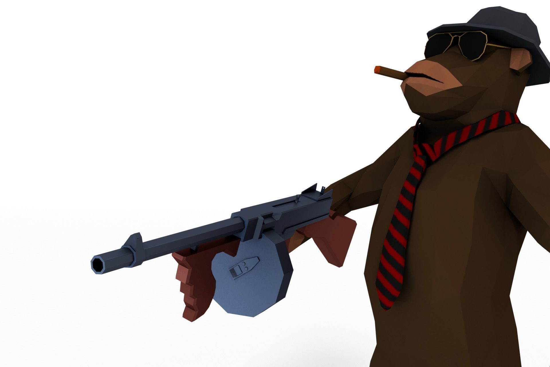 Monkey Gangster Low-poly 3D model_12