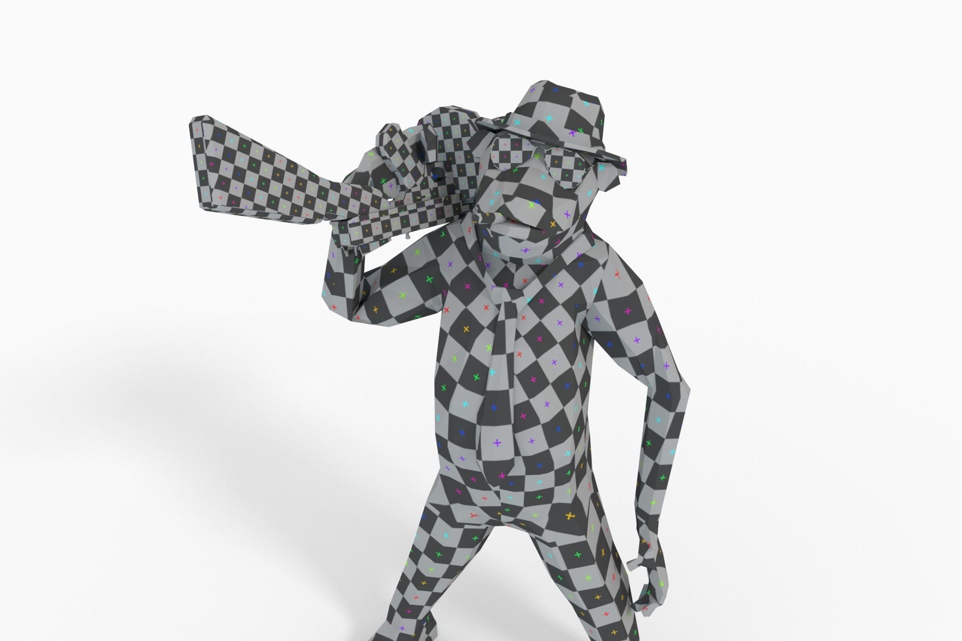 Monkey Gangster Low-poly 3D model_6