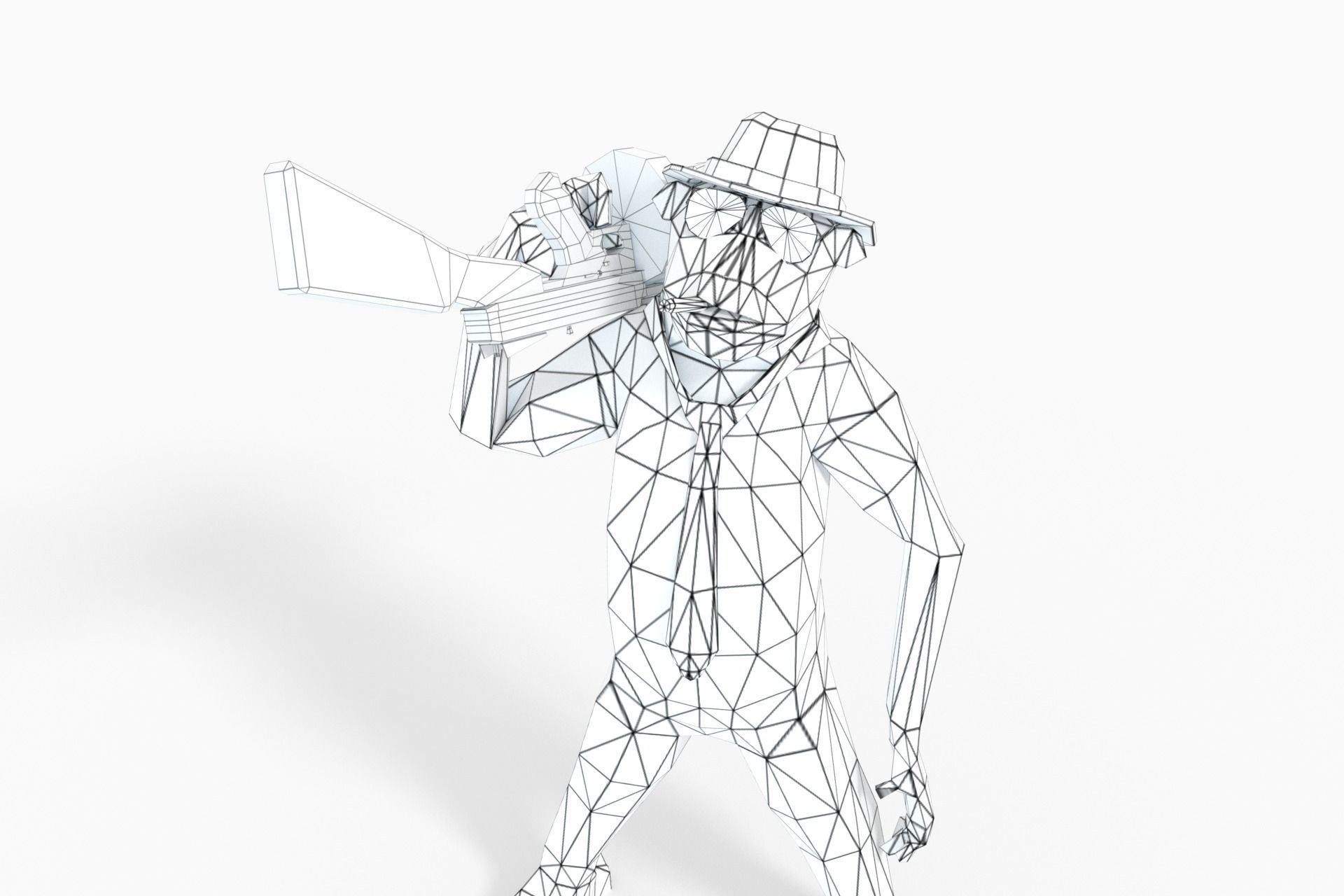 Monkey Gangster Low-poly 3D model_7