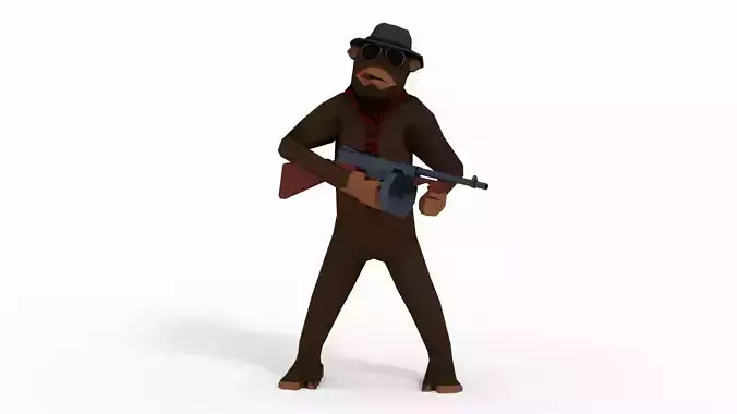 Monkey Gangster Low-poly 3D model