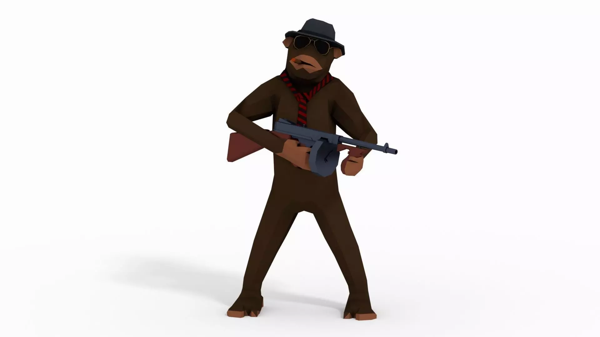 Monkey Gangster Low-poly 3D model_0