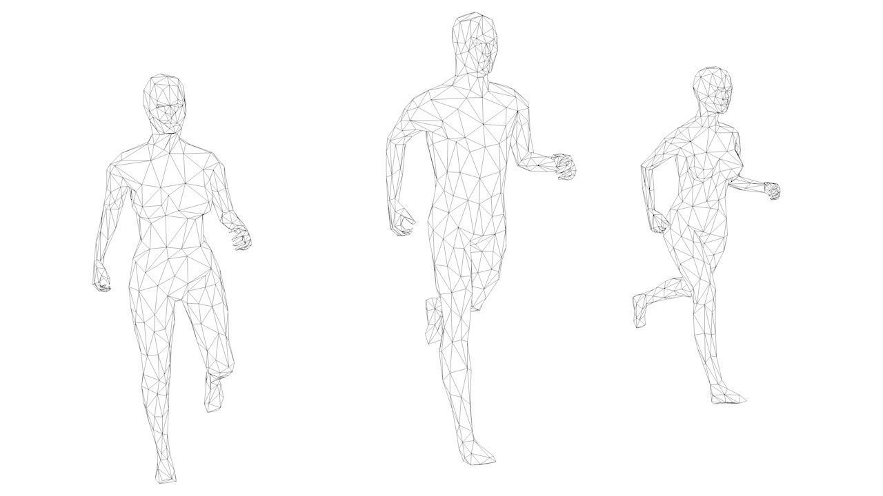 6 Running People Minimalist Low-poly 3D model_9