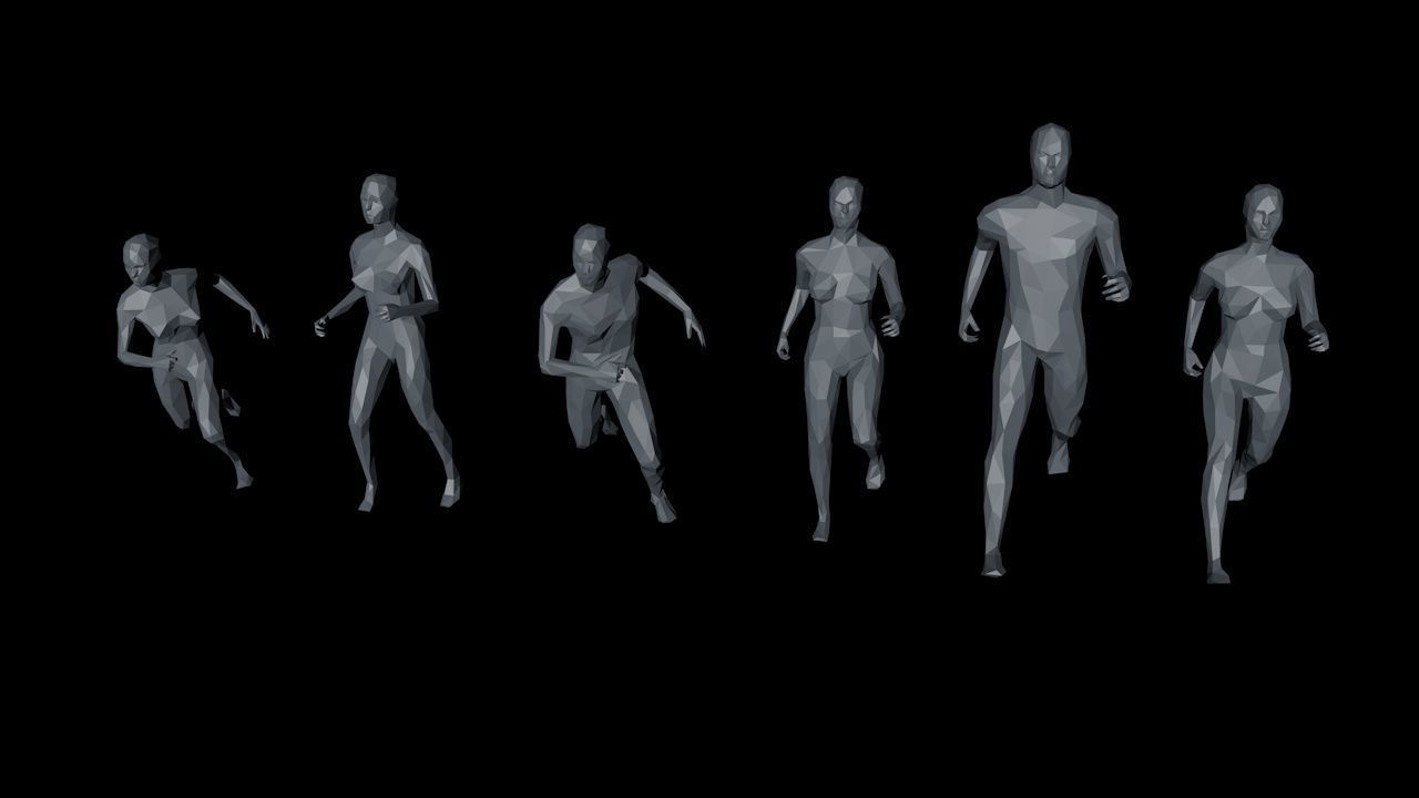 6 Running People Minimalist Low-poly 3D model_7