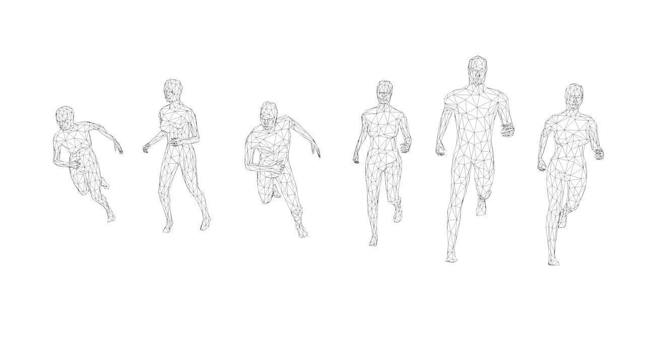 6 Running People Minimalist Low-poly 3D model_10