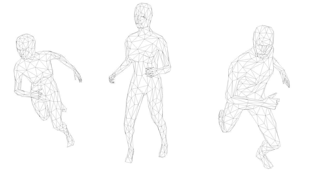 6 Running People Minimalist Low-poly 3D model_8